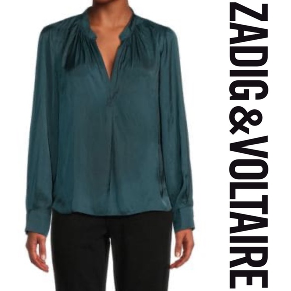 ZADIG&VOLTAIRE ✨Tink Satin Blouse popover top | Sz L - Picture 1 of 5